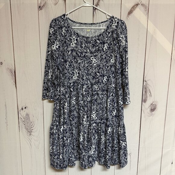Lilly Pulitzer Geanna Swing Dress XL Gday Mate Navy Print EUC - Picture 2 of 10
